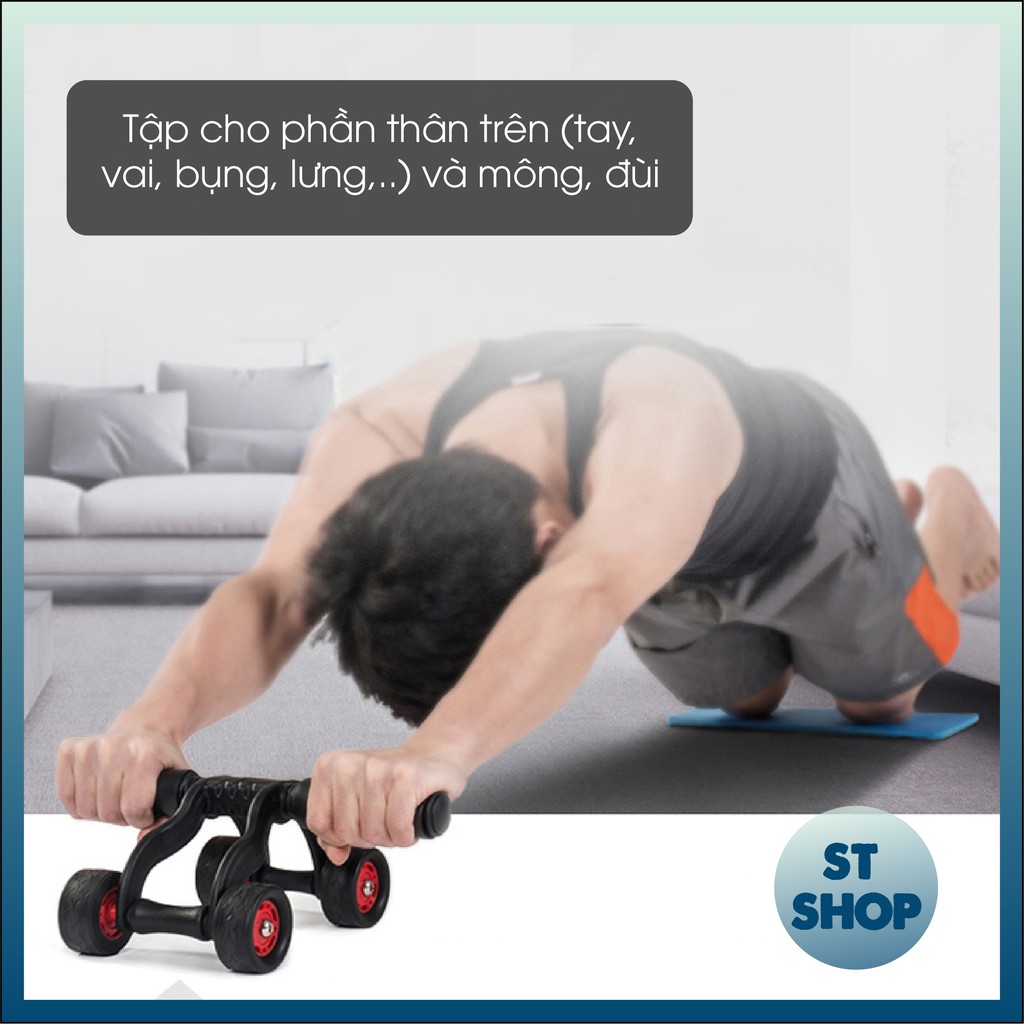 Con lăn tập bụng 4 bánh siêu chắc chắn dụng cụ tập gym,thể dục săn chắc cơ tại nhà ST Shophouse