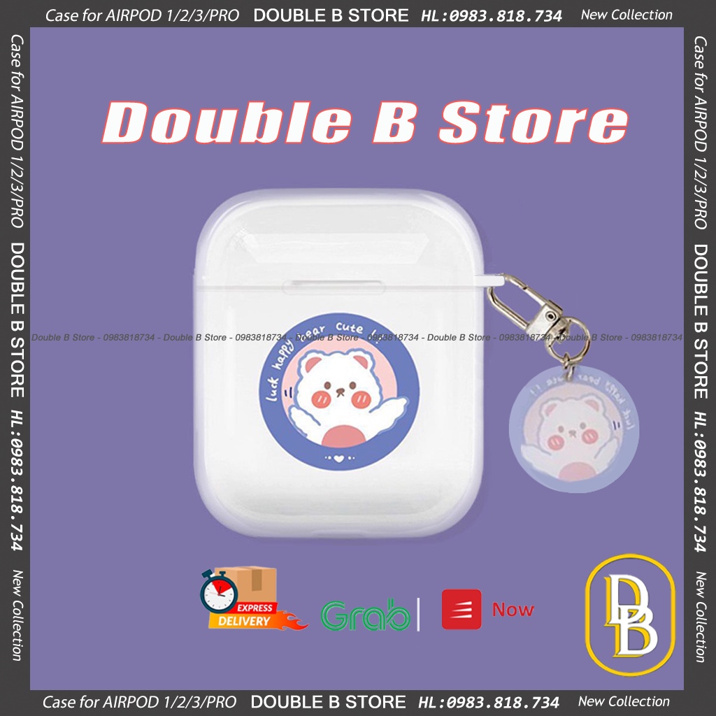 [Tặng kèm móc khoá] IN08 Case airpods 1/2/3/PRO Thỏ xanh in hình dễ thương 1508 CAIN08