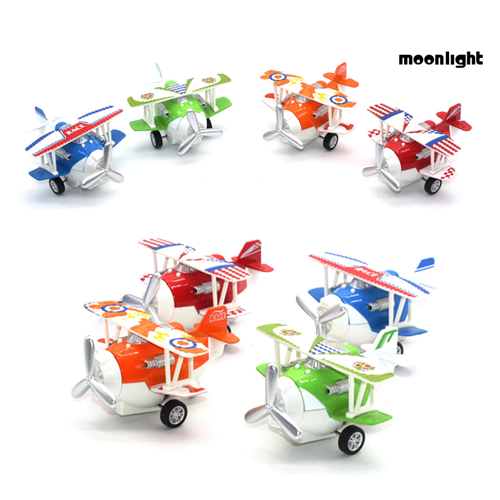 ML-MO LED Light Cartoon Double Wing Pullback Glider Airplane Model Kids Toy with Sound