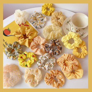 Dây Buộc Tóc Vải Scrunchies Cực Xinh Mã Màu Vàng