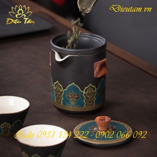 Bộ ấm trà có túi da đựng cao cấp