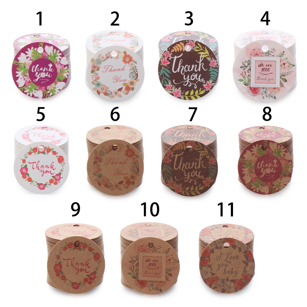 100 Miếng giấy hình tròn họa tiết hoa để làm giấy gói quà tiện dụng