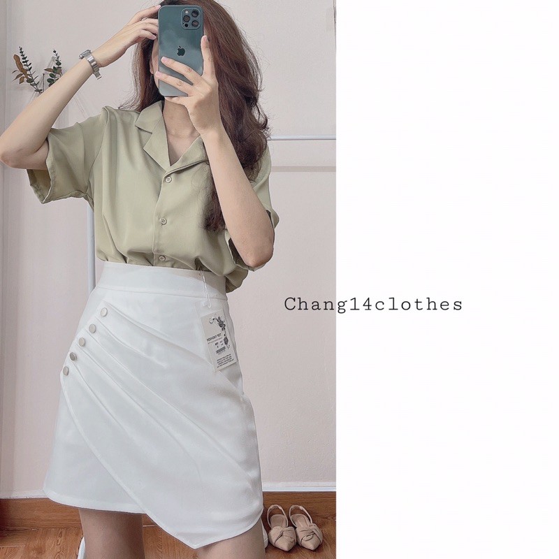 Chân váy nhún vạt chéo dáng chữ A công sở | BigBuy360 - bigbuy360.vn