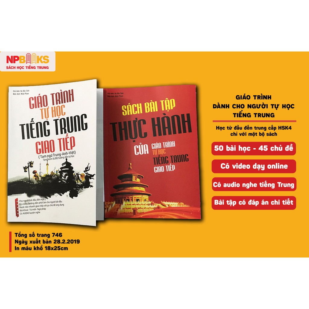 Sách - Combo bộ giáo trình tự học tiếng Trung giao tiếp + 7 bước đàm phán thương mại song ngữ Trung Việt