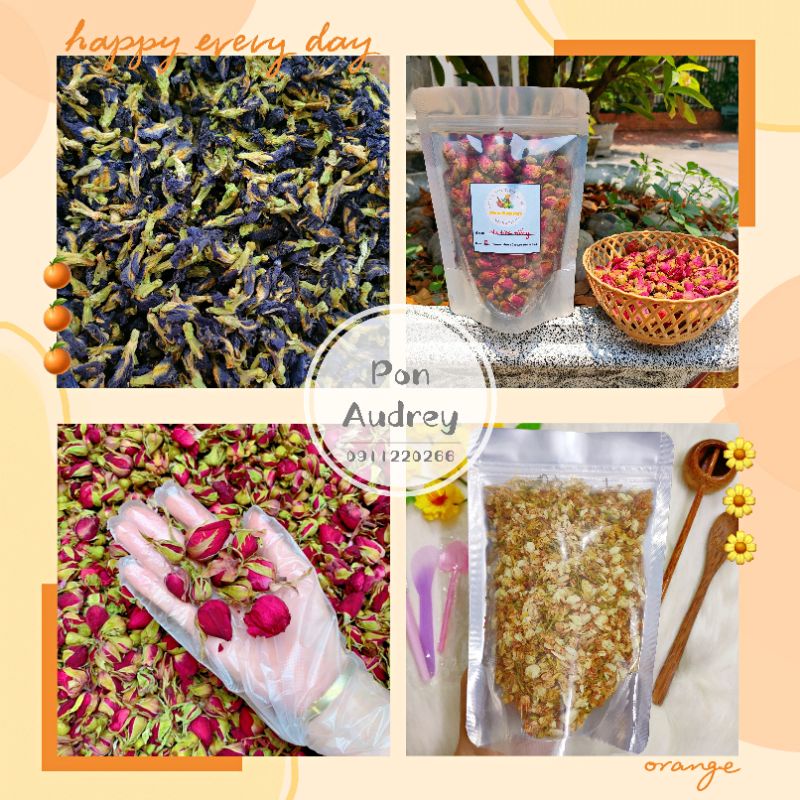 Hoa Đậu Biếc/ Nụ Hoa Hồng/ Hoa Lài (Nhài) Sấy Khô Nguyên Chất