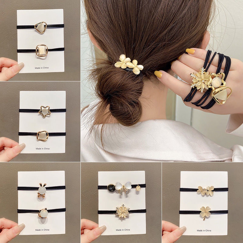 Dây Buộc Tóc Đính Đá Opal 2022 Thiết Kế Đơn Giản Phong Cách Mới