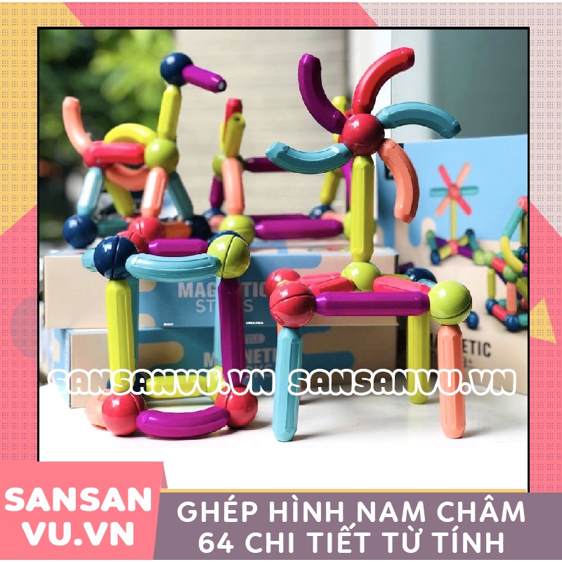 Ghép Hình Nam Châm 64 Chi Tiết Đồ Chơi Thông Minh Cho Bé