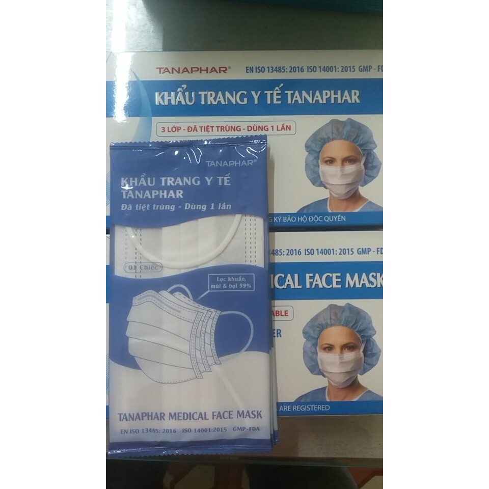 KHẨU TRANG Y TẾ TANA MÀU TRẮNG HỘP 20 CHIÊC ĐÓNG GÓI RIÊNG TỪNG CHIẾC