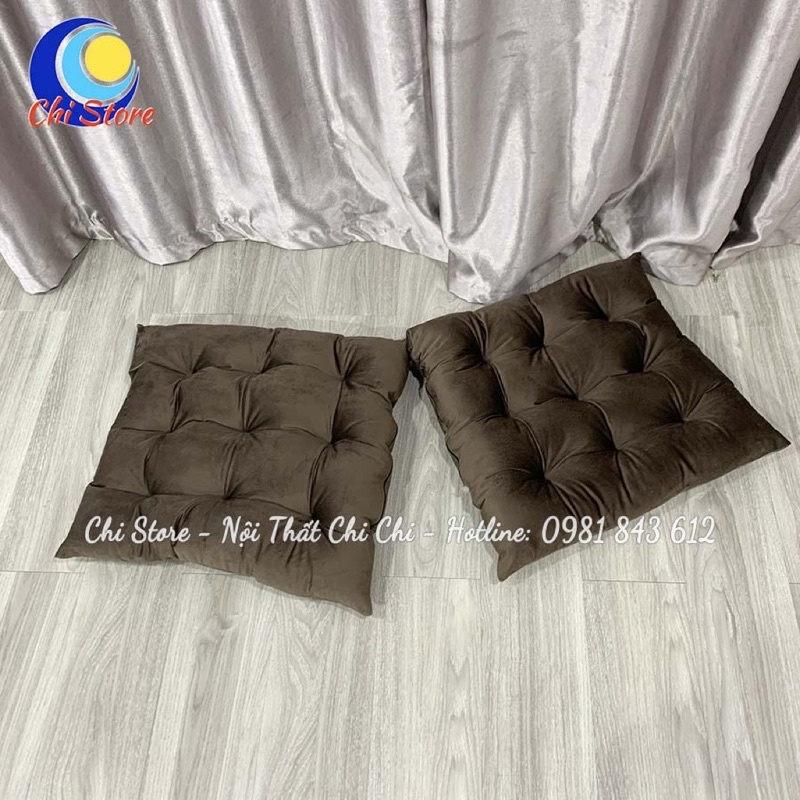 Đệm Ngồi Bệt Vuông 45x45cm, Nệm Ngồi Ghế Vải Nhung Cao Cấp SẴN HÀNG
