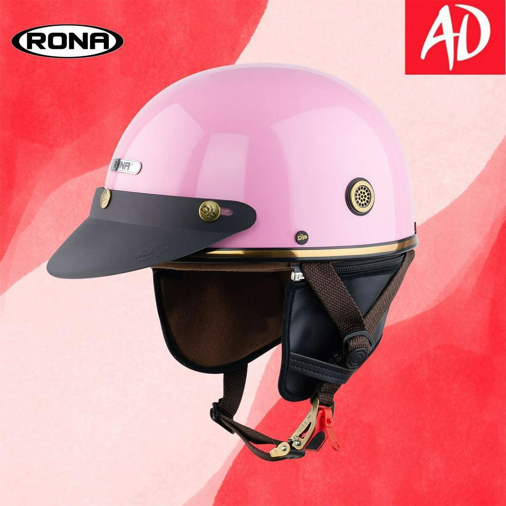 Mũ bảo hiểm 1/2 Rona pug có đệm cổ size 54-58cm đi xe máy