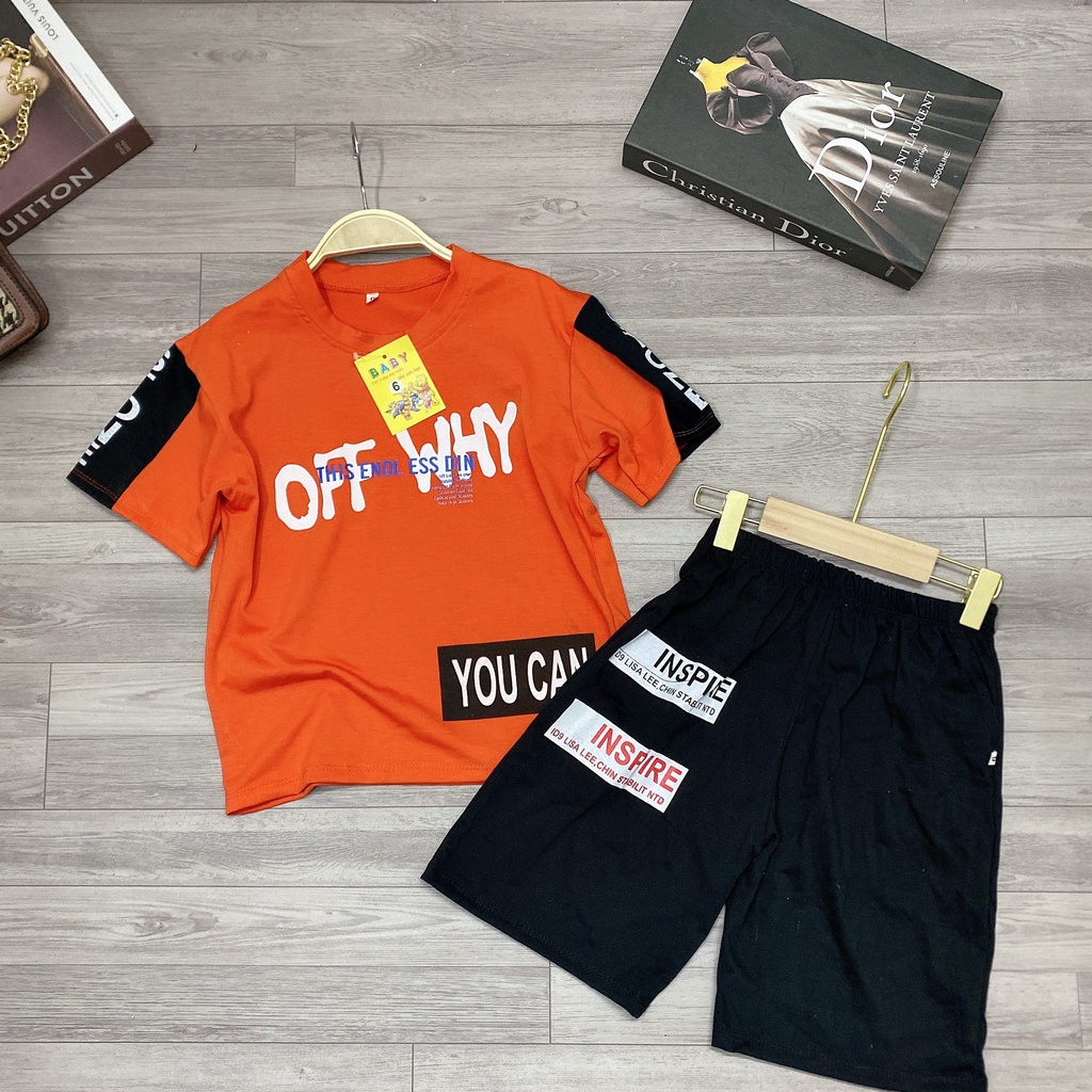 Bộ quần áo thun hè &quot;V.OFF&quot; 14-45kg cho bé trai 4-14 tuổi. Mềm mịn, thoáng mát. B2