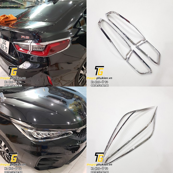 Ốp viền đèn pha, hậu xe Honda City 2017-2020, 2021 mạ crom cao cấp