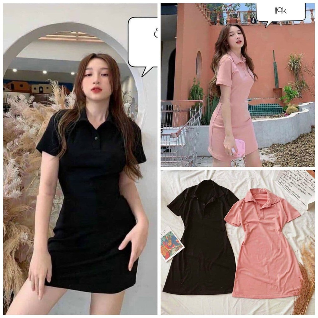 Đầm body tay ngắn trẻ trung, ĐẦM SUÔNG CỔ BẺ TAY NGẮN