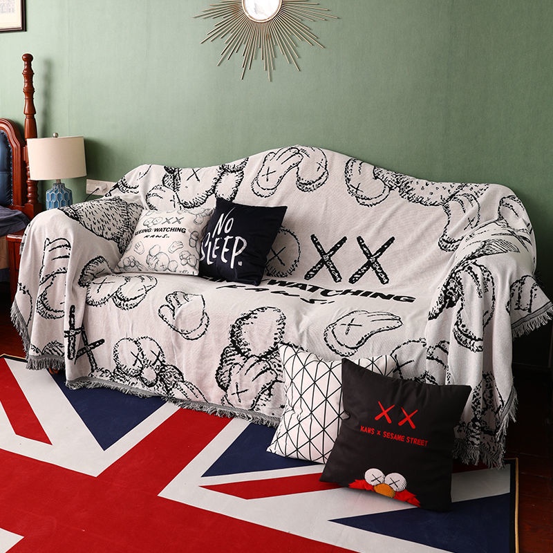 Vỏ bọc ghế sofa 1/2/3/4 chỗ ngồi họa tiết hoạt hình Sesame Street dễ thương