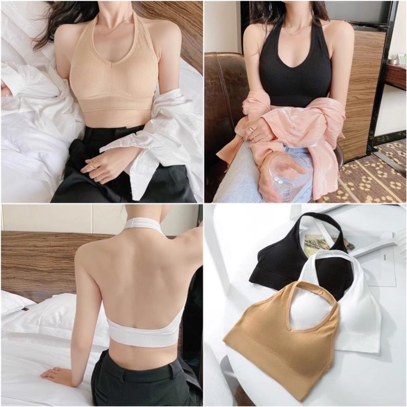 Áo Bra Thun Tăm Hở Lưng Cổ Yếm Có Mút Ngực Hot Bikini V100