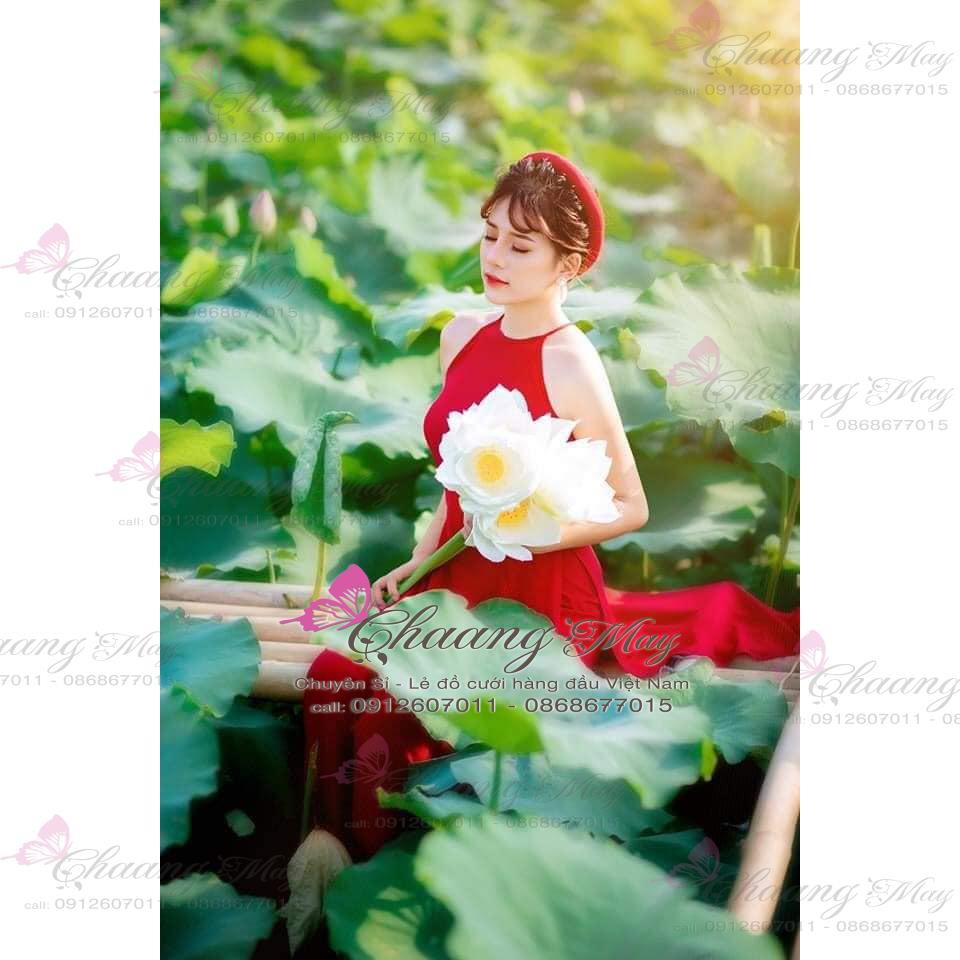 Áo dài yếm cô tấm ⚡ FREESHIP ⚡ Áo yếm chụp sen dáng dài truyền thống chất liệu lụa ĐẸP