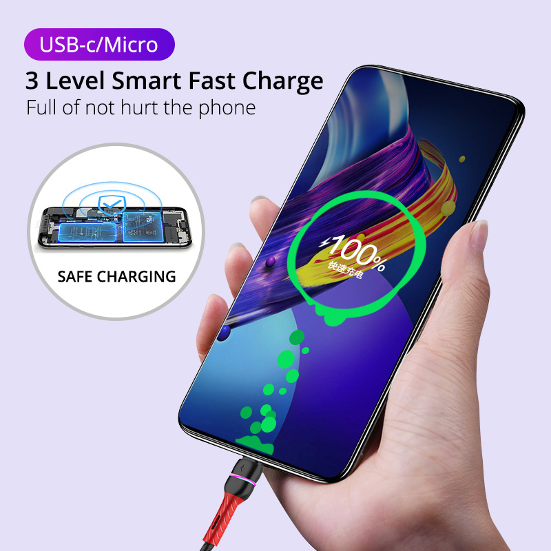 Cáp Sạc Nhanh Dây Bện Nhiều Màu Có Đèn Phát Sáng