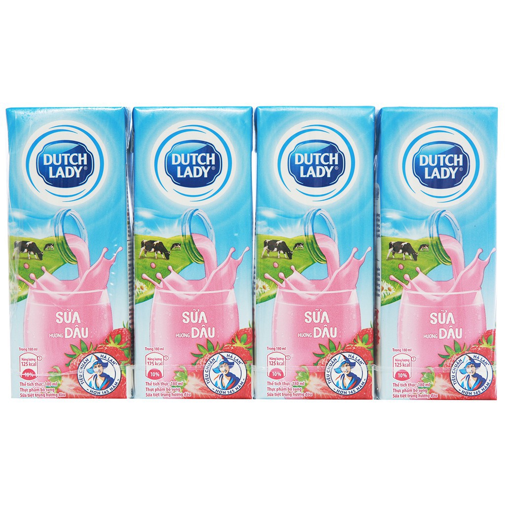 Lốc 4 hộp sữa tươi tiệt trùng Cô Gái Hà Lan 180ml