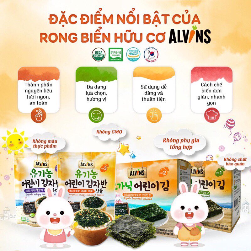 Rong Biển Hữu Cơ Tách Muối Alvins (Gói lẻ)