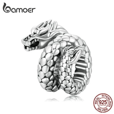 Vòng đeo tay BAMOER Bsc546 bạc thật 925 charm hình chú rồng đường kính 4.5mm thời trang diy