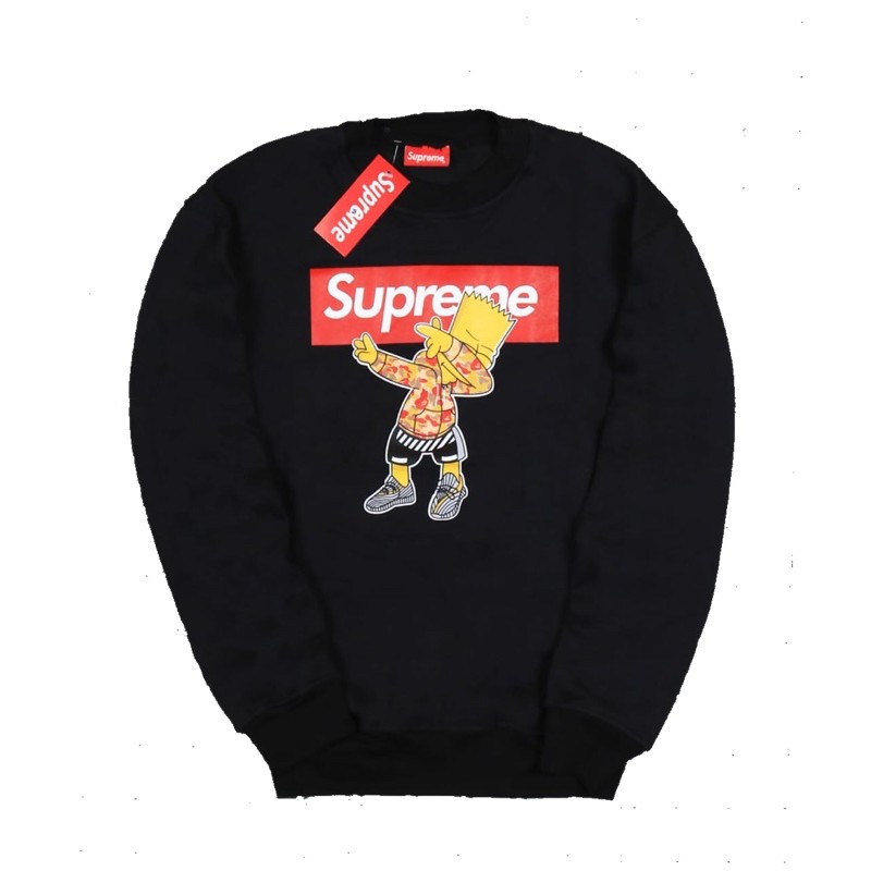 Áo Sweater Supreme Màu Đen In Hình Simpson Thời Trang