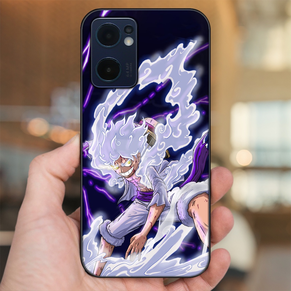 Ốp lưng Oppo Reno 7 5G viền đen in hình Luffy One Piece