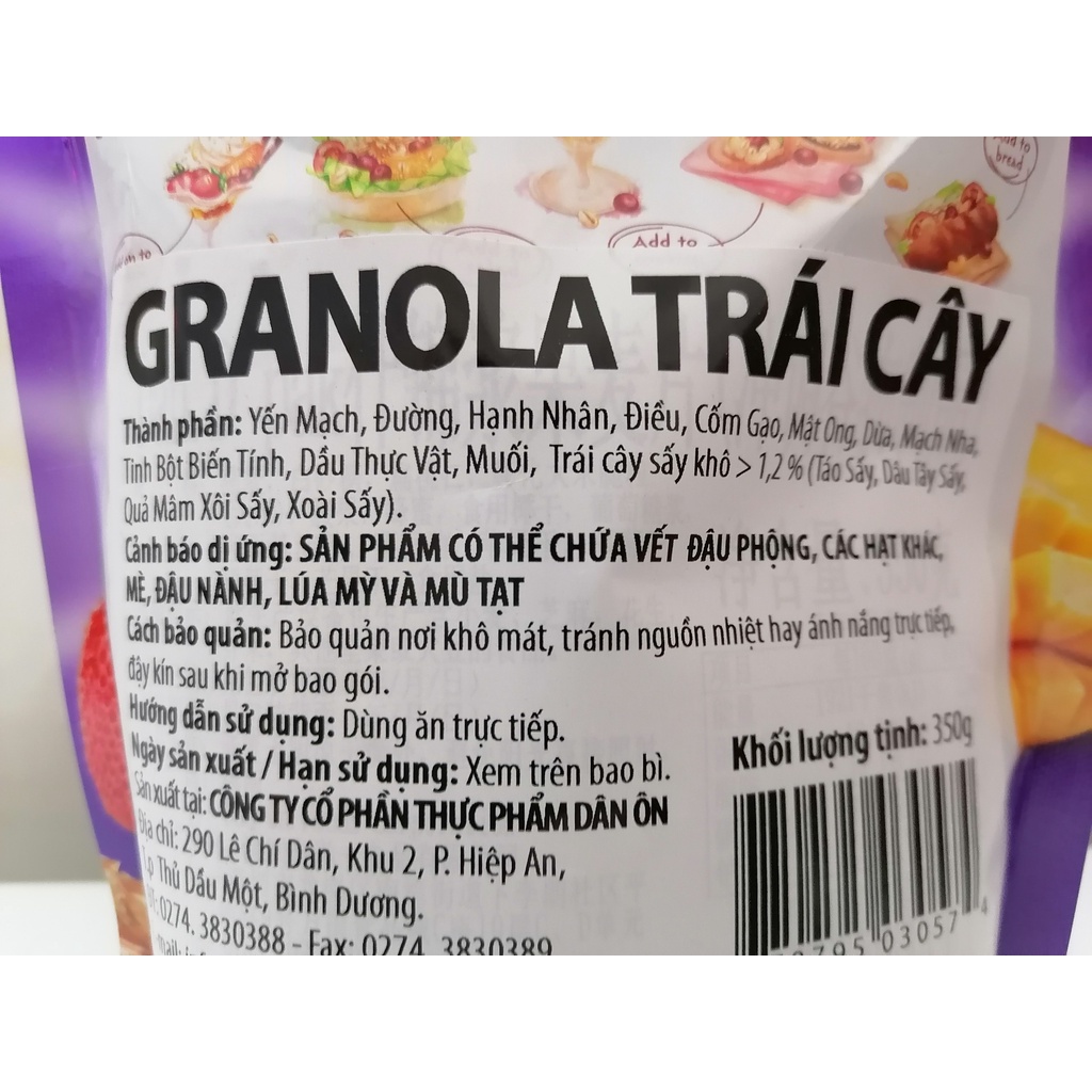 [350g] NGŨ CỐC YẾN MẠCH TRÁI CÂY [VN] DAN-D PAK Granola Fruity Berry (btn-hk)