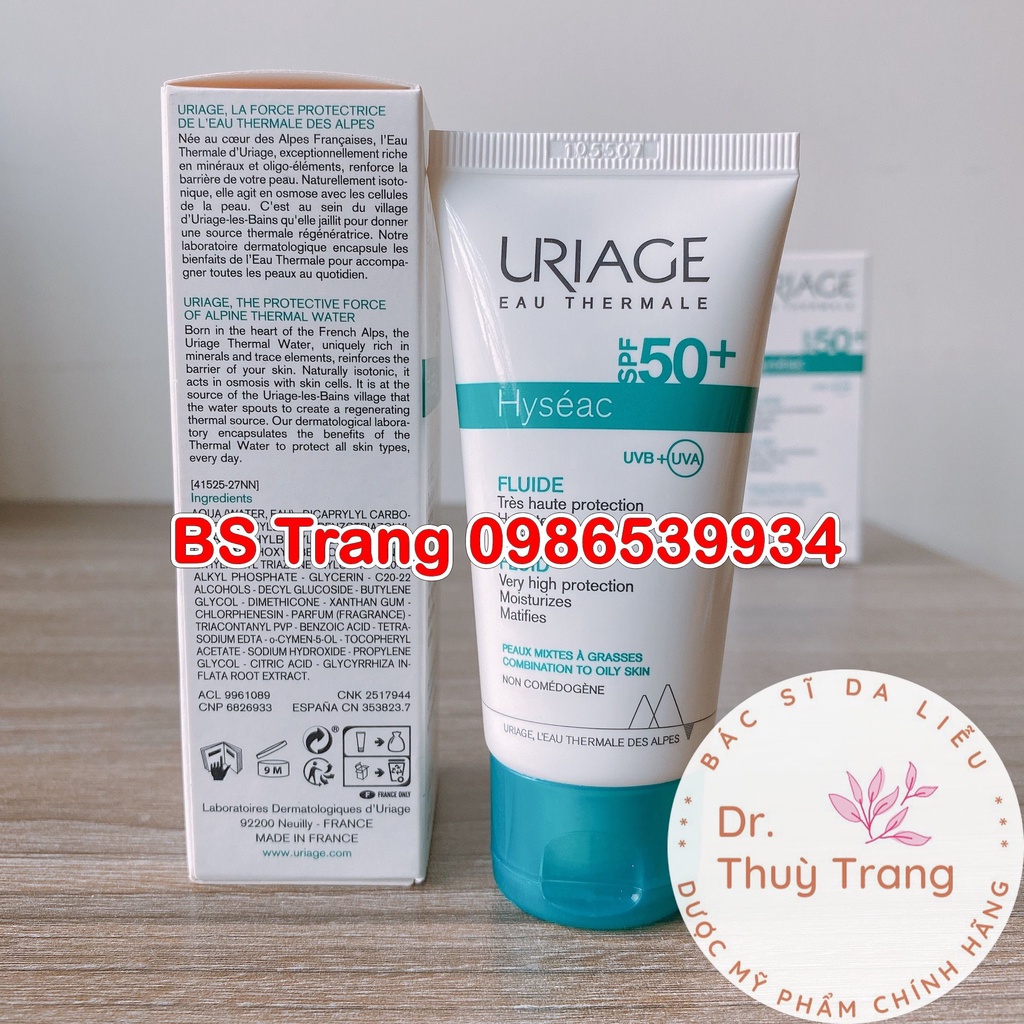 KEM CHỐNG NẮNG DÀNH CHO DA DẦU VÀ MỤN URIAGE HYSEAC FLUIDE 50ML