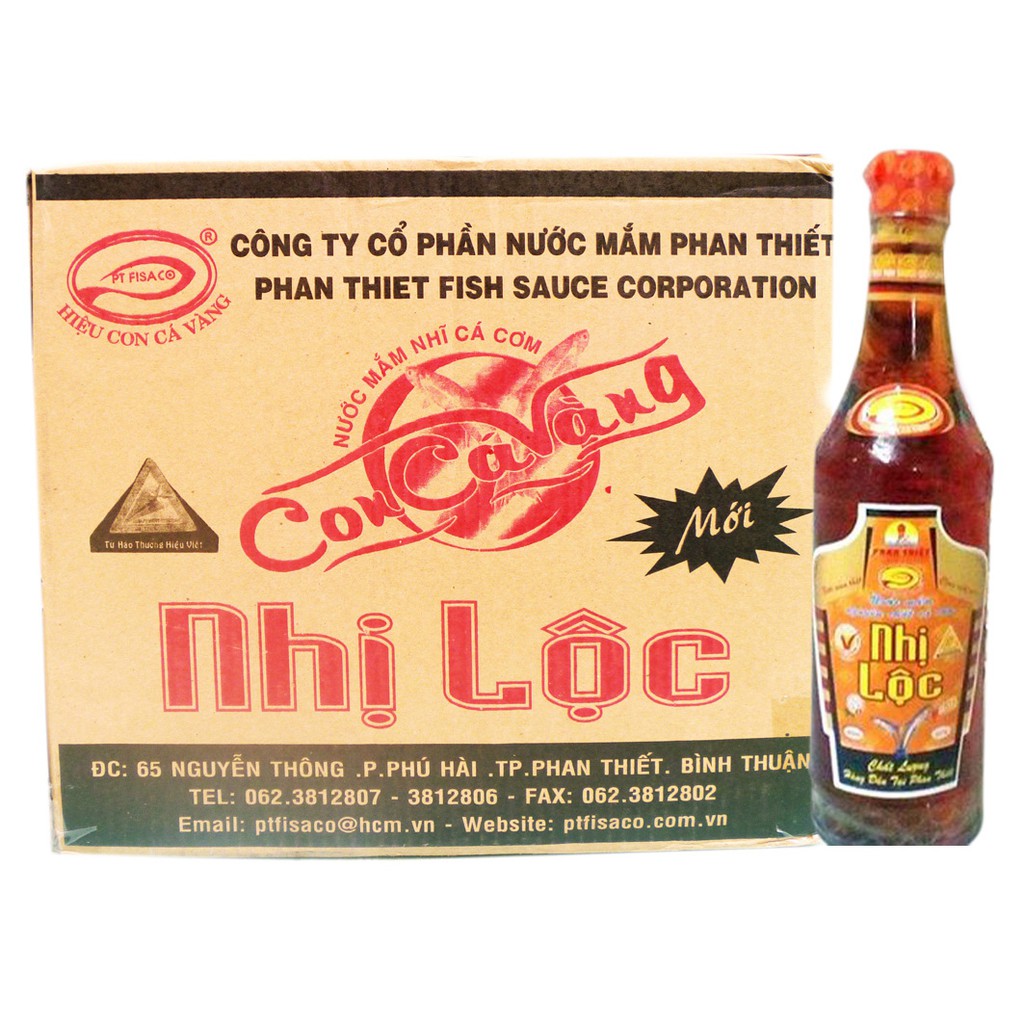 Thùng 12 chai NƯỚC MẮM NHỊ LỘC hiệu Con Cá Vàng PT Fisaco