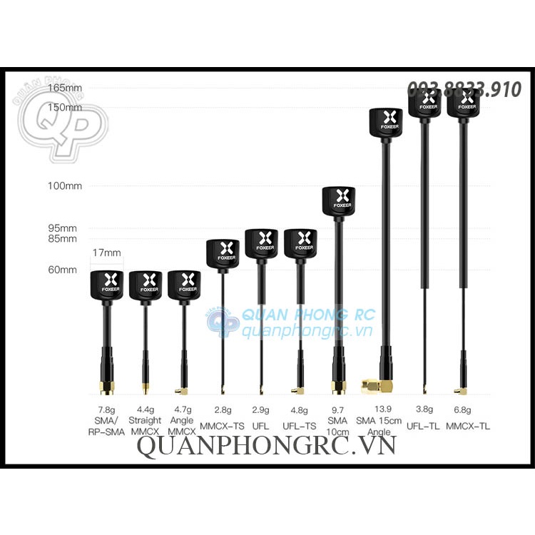 Anten Foxeer Lollipop 4 -5.8G 2.6dBi High Gain FPV Antenna SMA10cm, Angle SMA15cm, Angle MMCX-TS9.5cm,  Angle MMCX-TL16