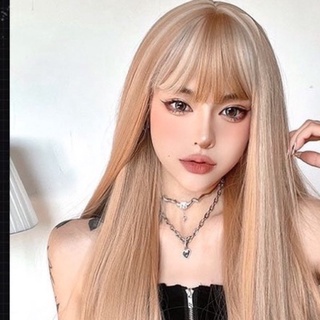 Tóc giả vàng tây line trắng cao cấp❤️ free ship 50k❤️ tóc thẳng cúp vàng tặng lưới chùm tóc