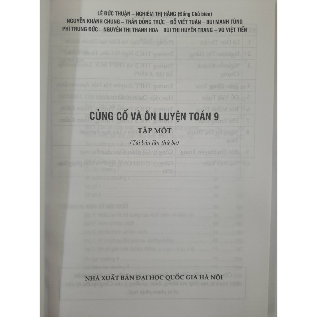 Sách Củng cố và Ôn luyện Toán 9 (Tập 1)