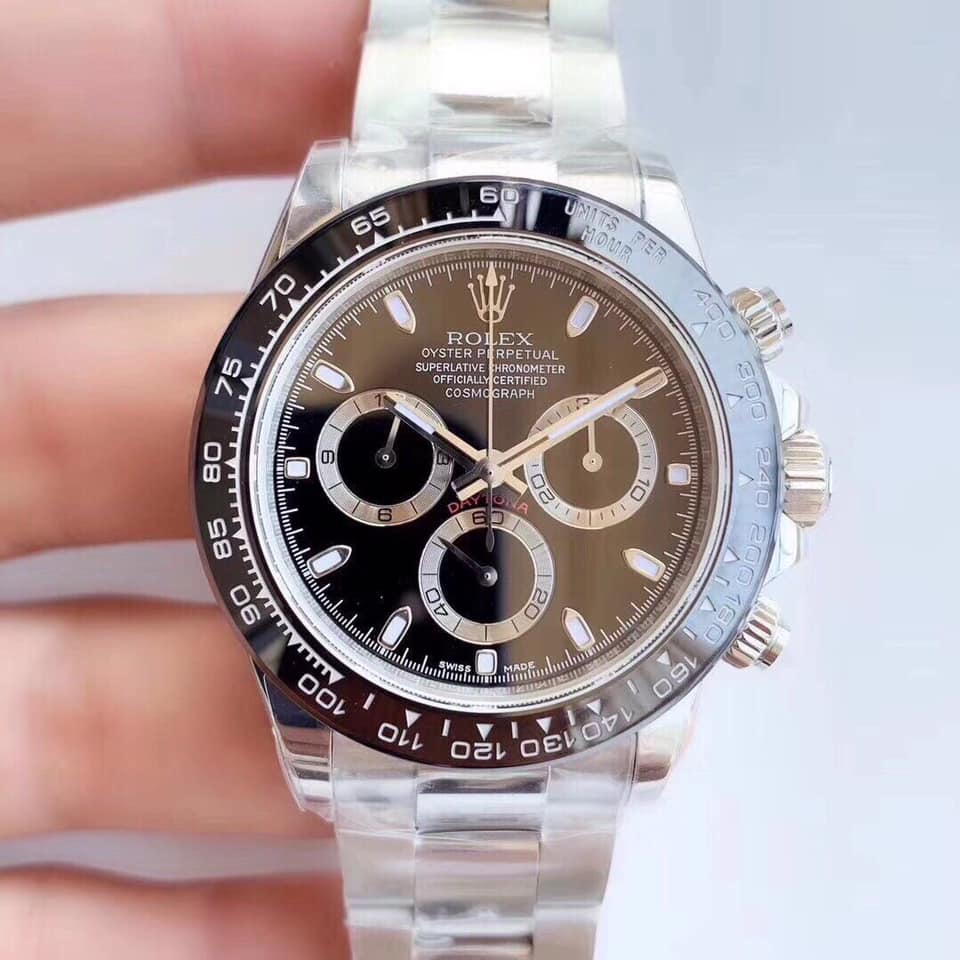 Đồng hồ Nam Rolex 6kim dây kim loại máy nhật dòng cơ Automatic size 40mm mặt đen