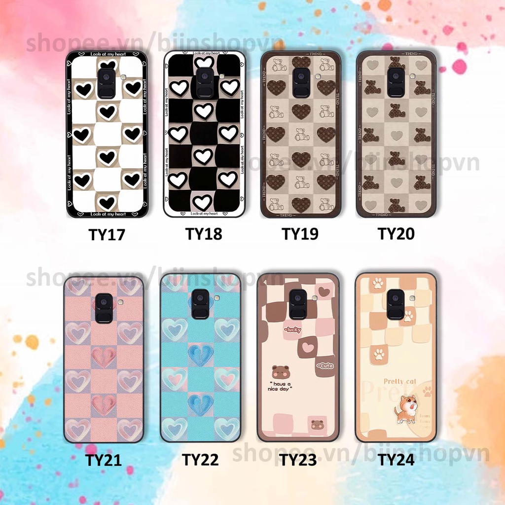 Ốp Samsung A8 2018 / A8 Plus / A8+ caro trái tim nhiều màu sắc, đầy cá tính, khẳng định phong cách
