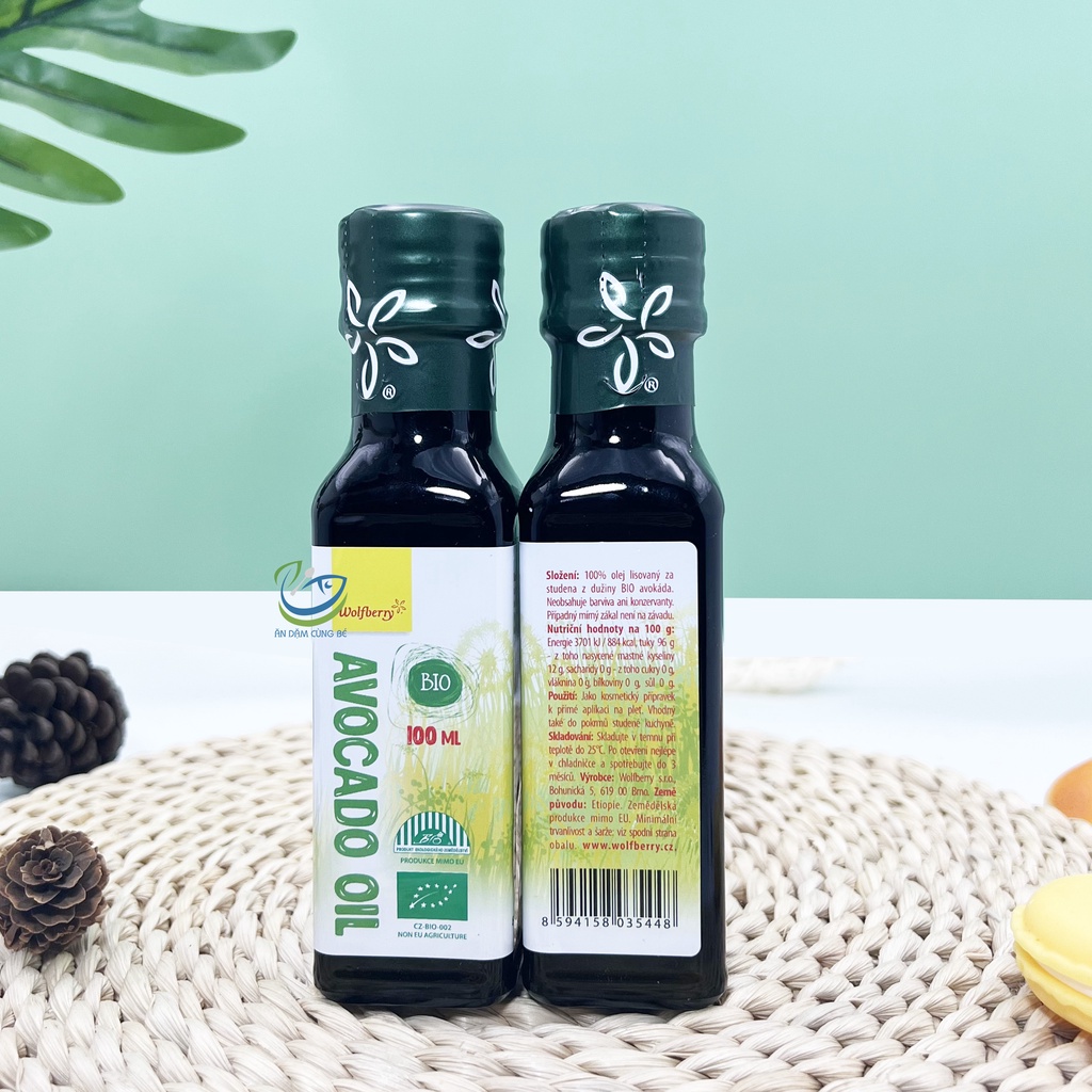 Dầu quả bơ hữu cơ đồ ăn dặm thực phẩm cho bé từ 6 tháng WOLFBERRY 100ml 35448