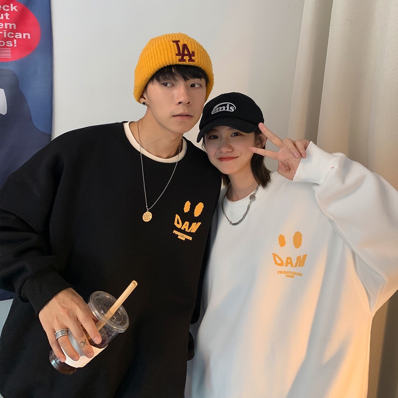 Áo Sweater Tay Dài Dáng Rộng In Chữ Phong Cách Hàn Quốc