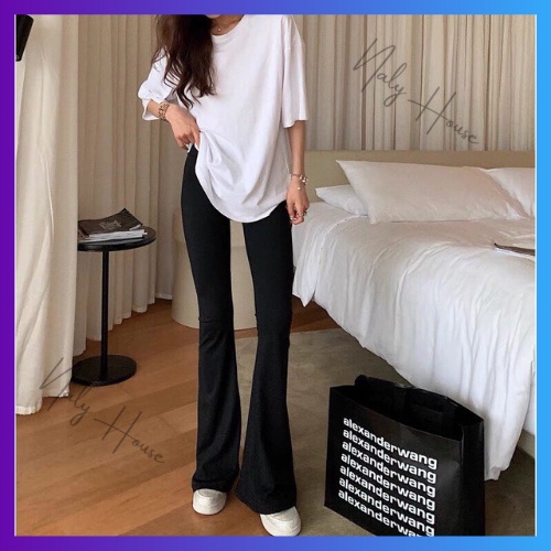 Quần Legging Nữ Legging Ống Loe Cạp Cao 7 Phân Hack Dáng Chất Cotton | WebRaoVat - webraovat.net.vn