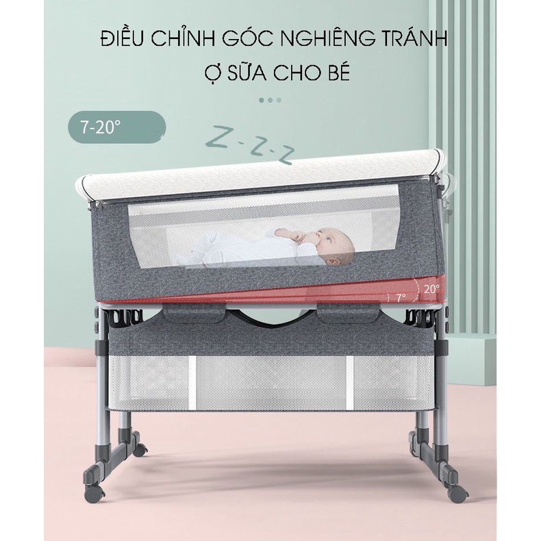 Cũi giường đôi cho bé sinh đôi, cũi sinh đôi 2in1, cũi giường siêu rộng kèm mùng che muỗi lớn nâng hạ 6 cấp độ