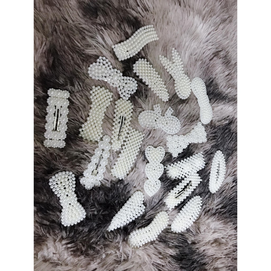 Set 20 kẹp tóc ngọc trai kèm túi zip - ngoc trai nhân tạo