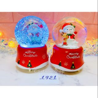 Quả cầu tuyết Noel 15cm tự phun tuyết có đèn nhạc