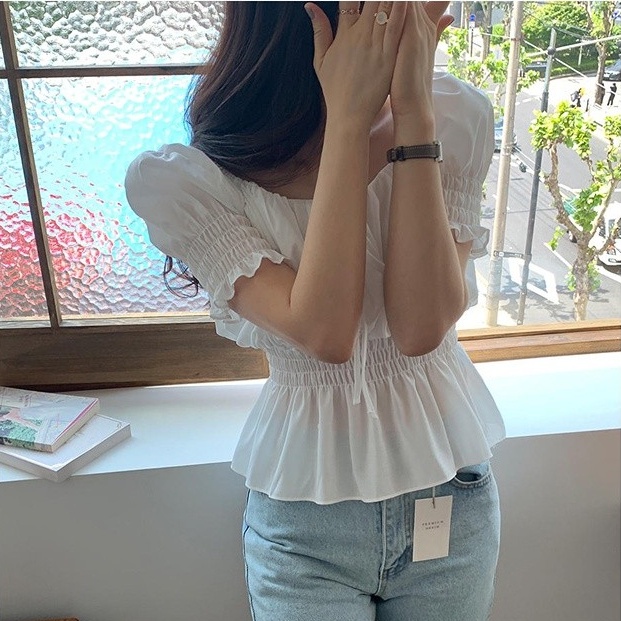 SUXI Áo Sơ Mi Dáng Rộng Màu Trơn Thời Trang Mùa Hè Hàn Quốc Dễ Thương