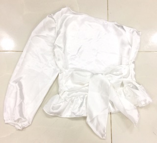 (Xả kho giá gốc) Áo lệch vai cột nơ eo (hình thật chụp áo) hàng phi dày đẹp