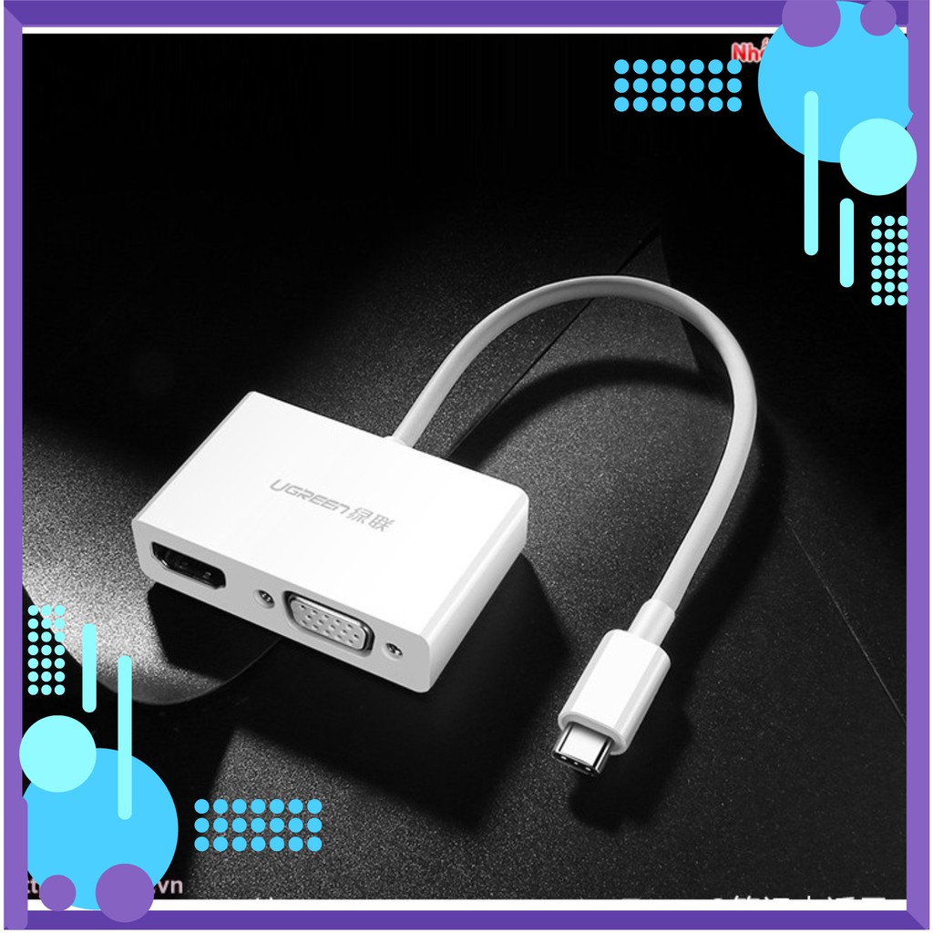 [HOT DEAL]  Cáp chuyển đổi USB type C to HDMI/VGA hỗ trợ full HD 3D 4Kx2K chính hãng Ugreen 30843