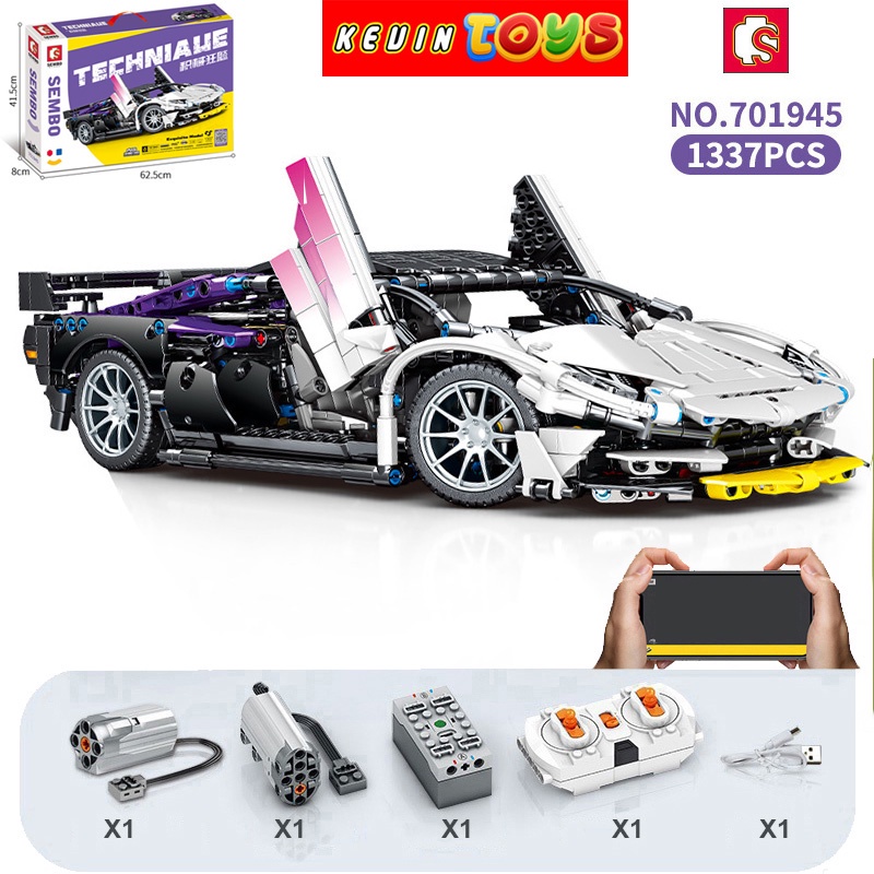Đồ Chơi Lắp Ráp Xếp Hình Xe Điều Khiển Từ Xa RC Siêu Xe Lamborghini Huracan EVO No.701945 Với 1337 Mảnh Ghép