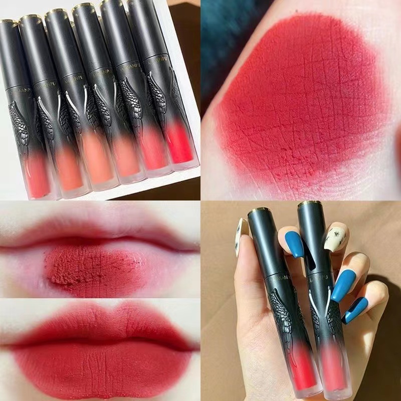 Abpopa DAIMANPU® Son Môi Màu Nhung Lì Lâu Trôi Không Thấm Nước Hương Sô Cô La KISS