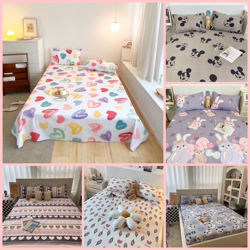 Bộ ga giường và 2 vỏ gối, ga trải giường bo chun, drap bọc đệm mẫu dễ thương đủ size theo yêu cầu. Hàng loại 1