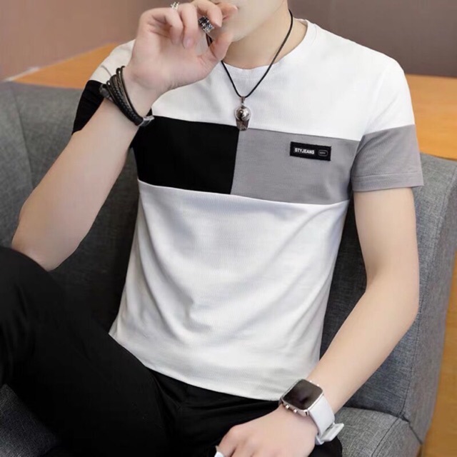 Áo thun nam,phông nam hàn quôc ngắn tay,không cổ chất cotton mềm mát mịn không nhăn,không xù lông TCS 203