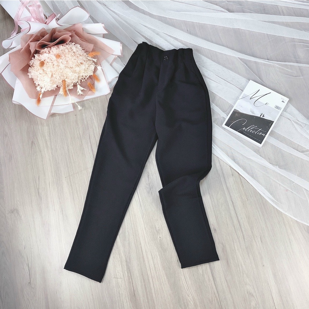 Quần tây nữ lưng thun vải tuyết mưa dáng quần vải baggy nữ học sinh cấp 3 dày co giãn nhẹ đi học làm công sở