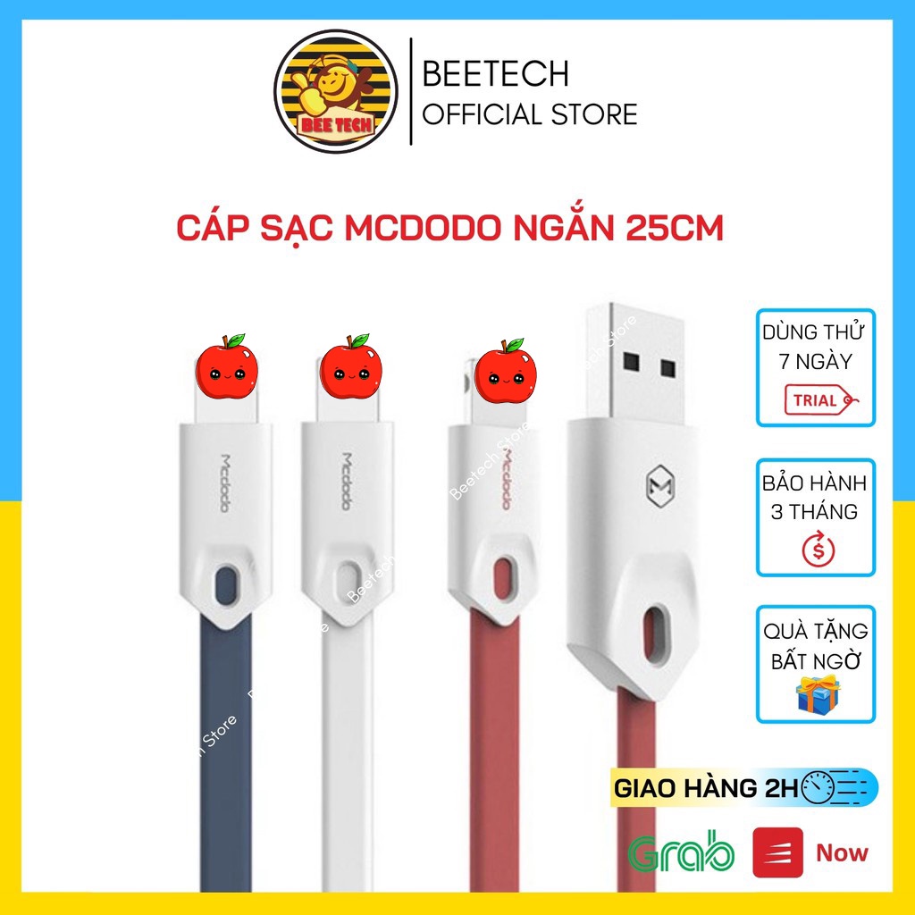 cáp sạc IPngắn 25cm,dây sạc dẹt truyền dữ liệu mcdodo-beetech