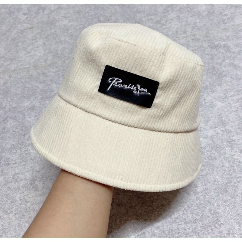 Mũ bucket cụp sụp nhung gân thêu PromisYou form unisex ulzzang Nam Nữ